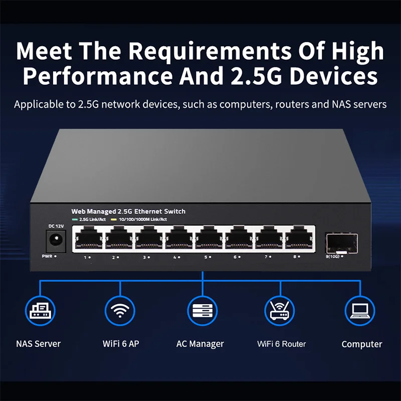 ONTi 2.5GbE управляемый коммут – обзор и цена Sfp+ 10G Managed Switch 8 Port