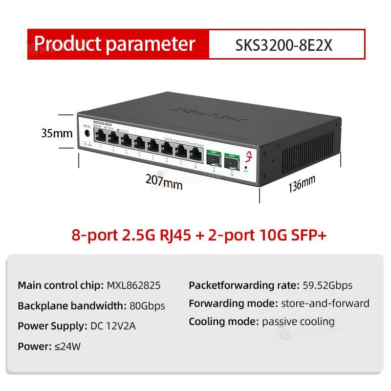 Коммутатор Xikestor SKS1200 Si – обзор и цена Sfp+ 10G Managed Switch 8 Port